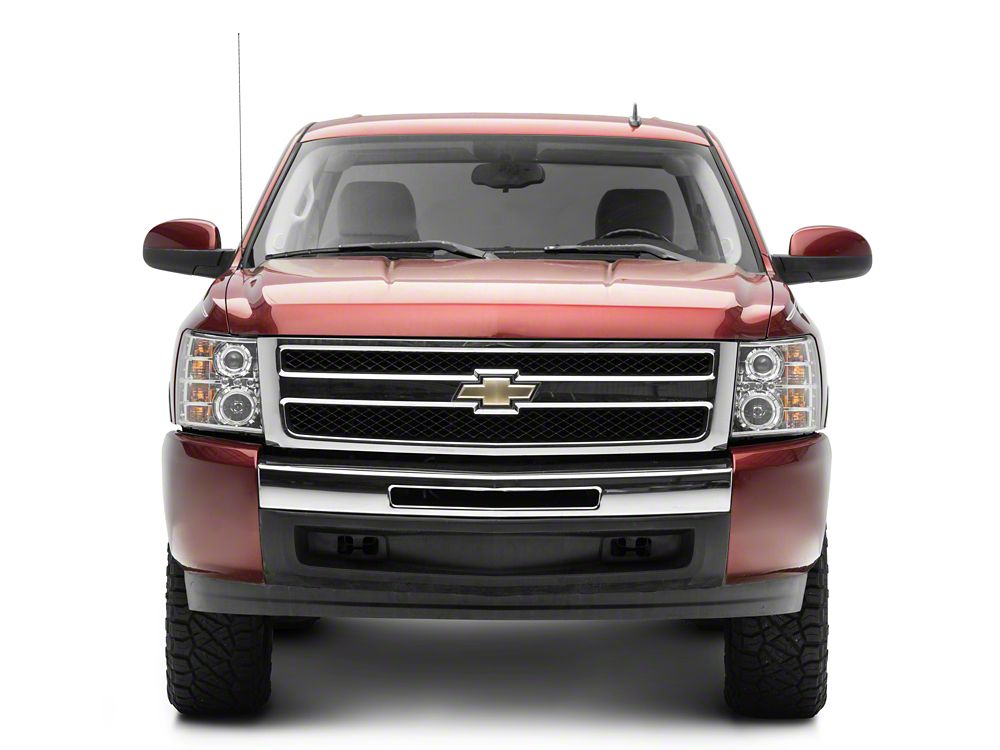 Raxiom LED Halo Projector Headlights; Chrome Housing; Clear Lens (07-13 Silverado 1500)