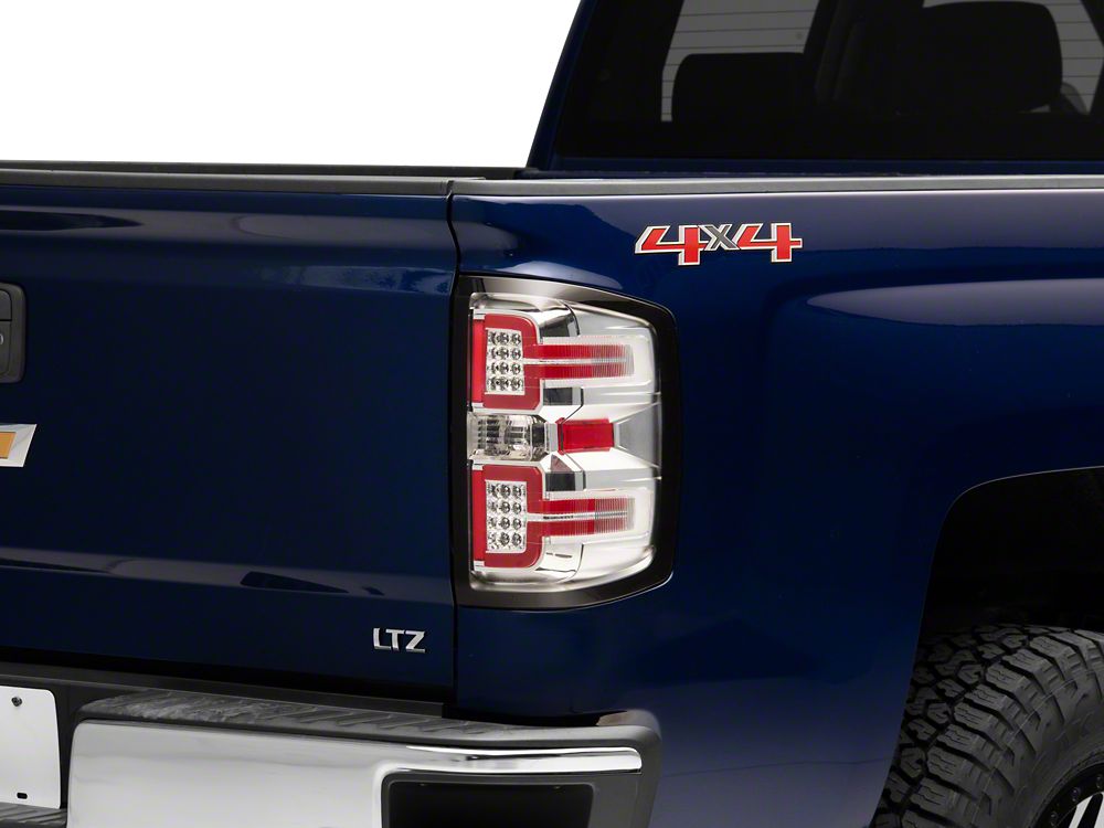 Raxiom LED Tail Lights with Sequential Turn Signals; Chrome Housing; Clear Lens (14-18 Silverado 1500 w/ Factory Halogen Tail Lights)