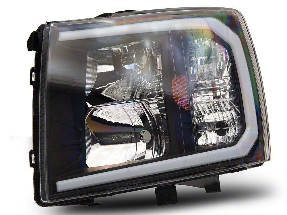 Raxiom Axial Series Headlights with LED Bar; Black Housing; Clear Lens (07-13 Silverado 1500)