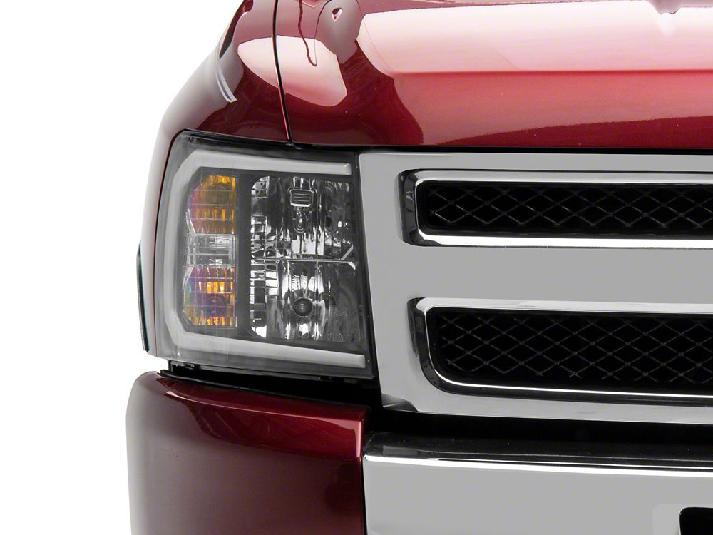 Raxiom Axial Series Headlights with LED Bar; Black Housing; Clear Lens (07-13 Silverado 1500)