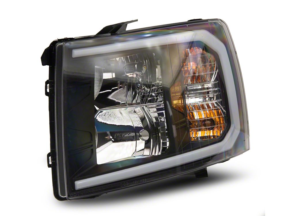 Raxiom Axial Series Headlights with Sequential LED Bar; Black Housing; Clear Lens (07-13 Silverado 1500)