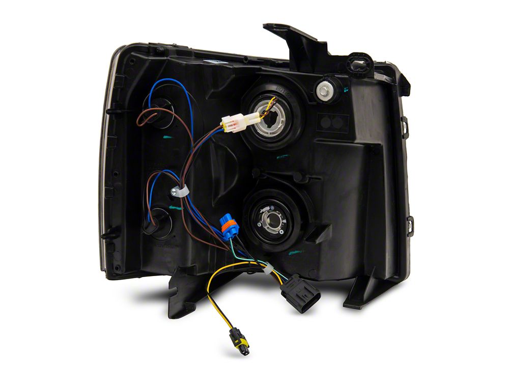 Raxiom Axial Series Headlights with Sequential LED Bar; Black Housing; Clear Lens (07-13 Silverado 1500)