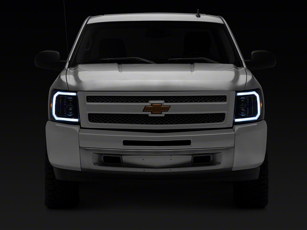 Raxiom LED Halo Surround Headlights; Black Housing; Clear Lens (07-13 Silverado 1500)