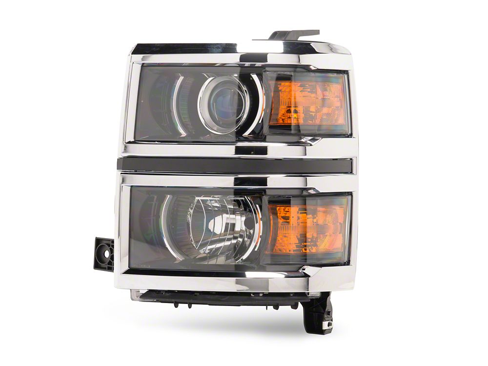Raxiom OE Style Projector Headlights with Chrome Trim; Black Housing; Clear Lens (14-15 Silverado 1500)