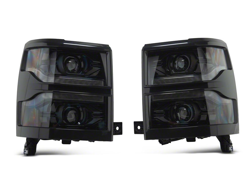 Raxiom CXR Series V2 LED Projector Headlights with Black Trim; Black Housing; Clear Lens (14-15 Silverado 1500)