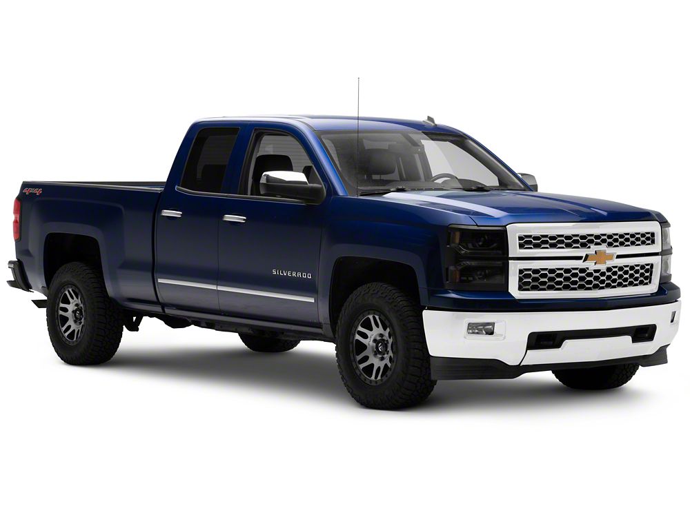 Raxiom CXR Series V2 LED Projector Headlights with Black Trim; Black Housing; Clear Lens (14-15 Silverado 1500)