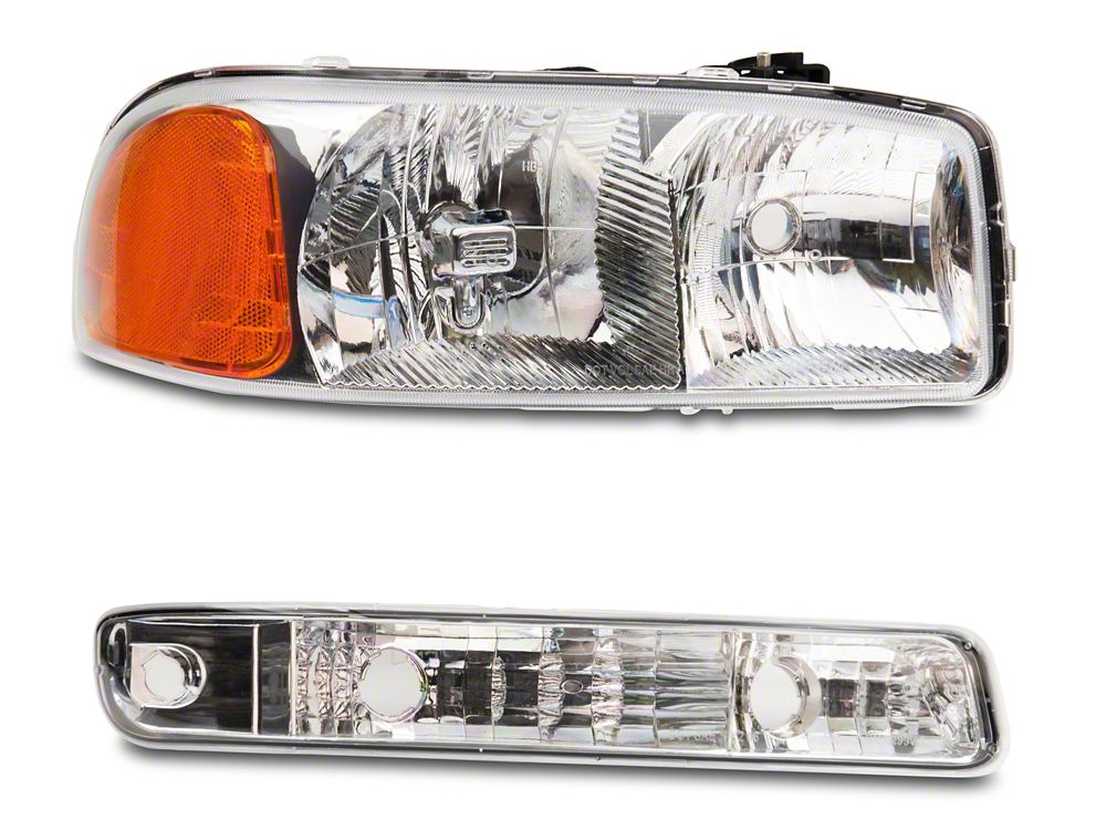 Raxiom Axial Series OEM Style Crystal Replacement Headlights; Chrome Housing; Clear Lens (99-06 Sierra 1500)