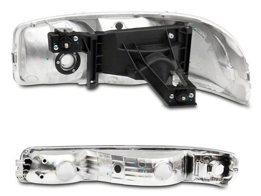 Raxiom Axial Series OEM Style Crystal Replacement Headlights; Chrome Housing; Clear Lens (99-06 Sierra 1500)