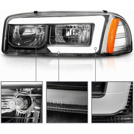 Raxiom Axial Series LED DRL Headlights; Black Housing; Clear Lens (99-06 Sierra 1500)