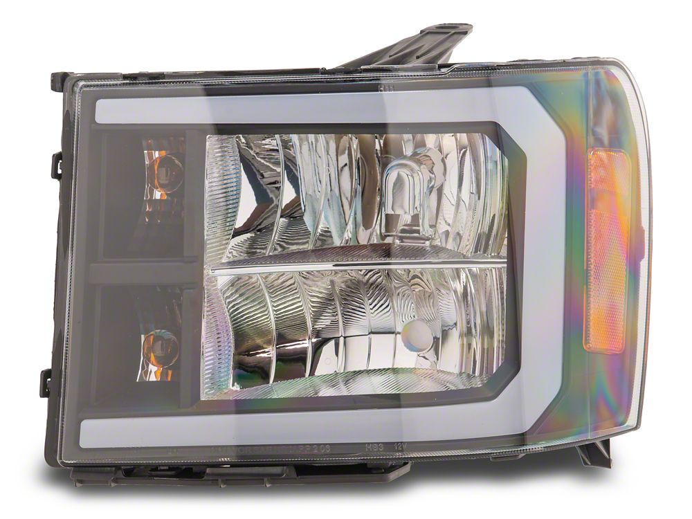 Raxiom Axial Series Headlights with Sequential LED Bar; Black Housing; Clear Lens (07-13 Sierra 1500)