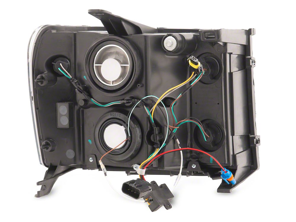 Raxiom Axial Series Headlights with Sequential LED Bar; Black Housing; Clear Lens (07-13 Sierra 1500)