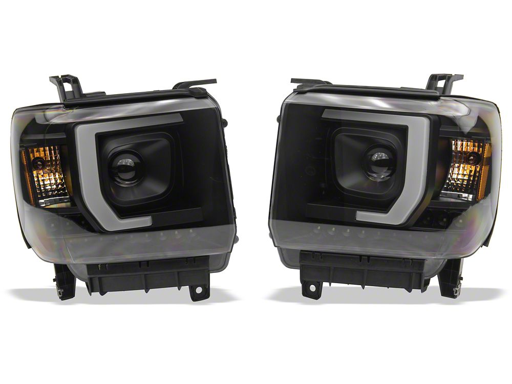 Raxiom Axial Series Projector Headlights; Black Housing; Clear Lens (14-15 Sierra 1500 w/ Factory Halogen Headlights)