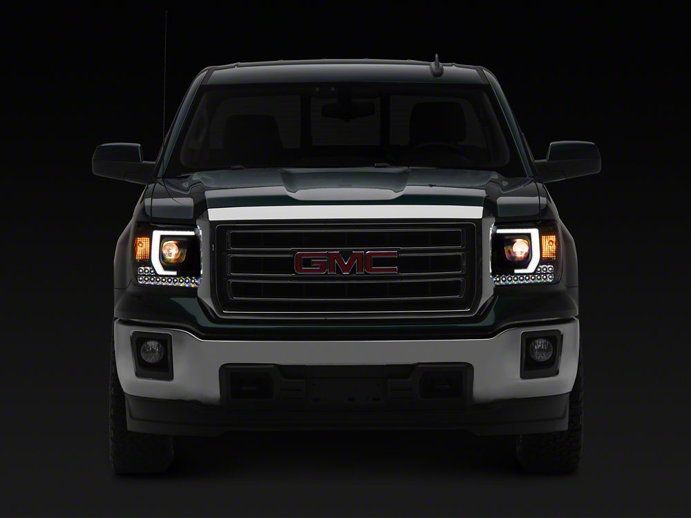 Raxiom Axial Series Projector Headlights; Black Housing; Clear Lens (14-15 Sierra 1500 w/ Factory Halogen Headlights)