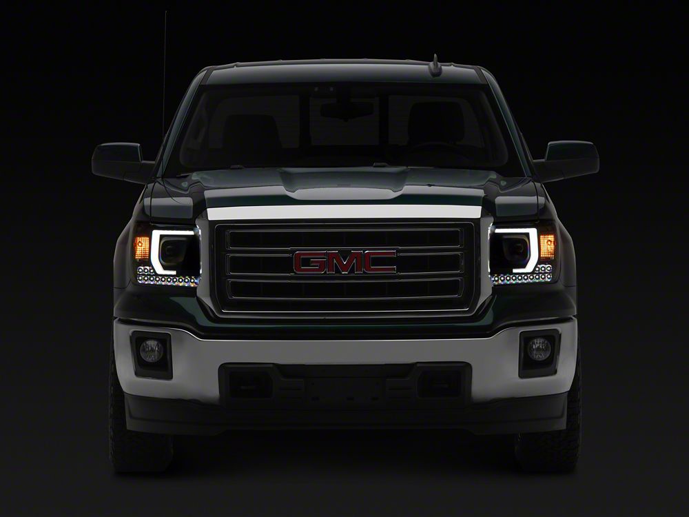 Raxiom Axial Series Projector Headlights; Black Housing; Clear Lens (14-15 Sierra 1500 w/ Factory Halogen Headlights)