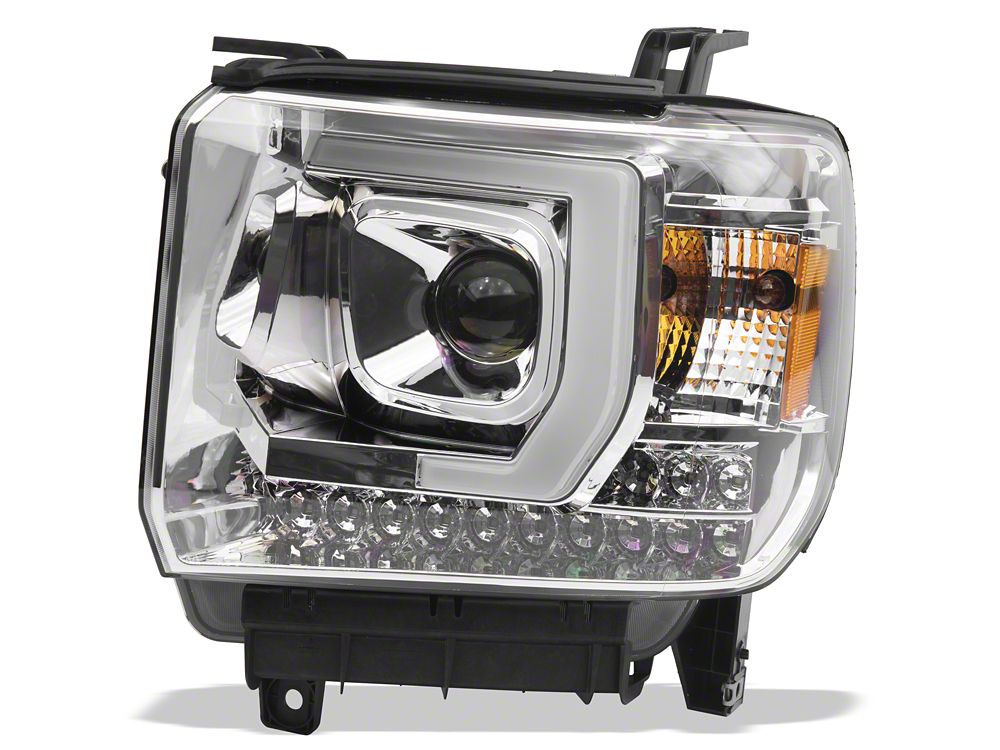 Raxiom Axial Series Projector Headlights; Chrome Housing; Clear Lens (14-15 Sierra 1500 w/ Factory Halogen Headlights)