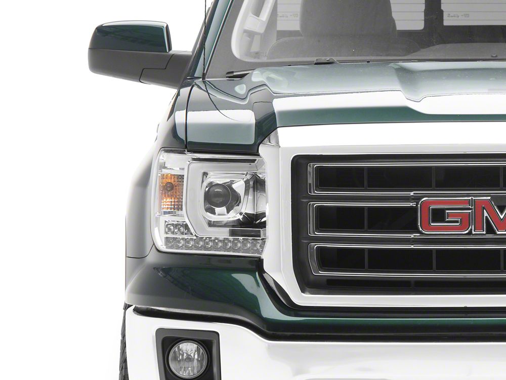 Raxiom Axial Series Projector Headlights; Chrome Housing; Clear Lens (14-15 Sierra 1500 w/ Factory Halogen Headlights)