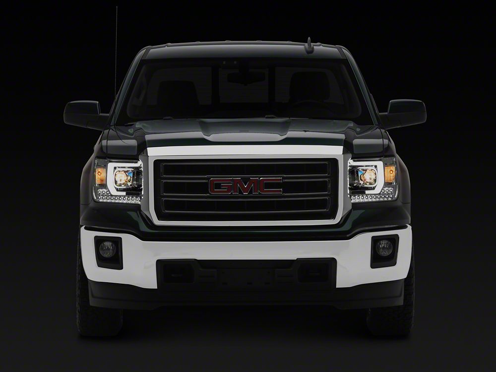 Raxiom Axial Series Projector Headlights; Chrome Housing; Clear Lens (14-15 Sierra 1500 w/ Factory Halogen Headlights)