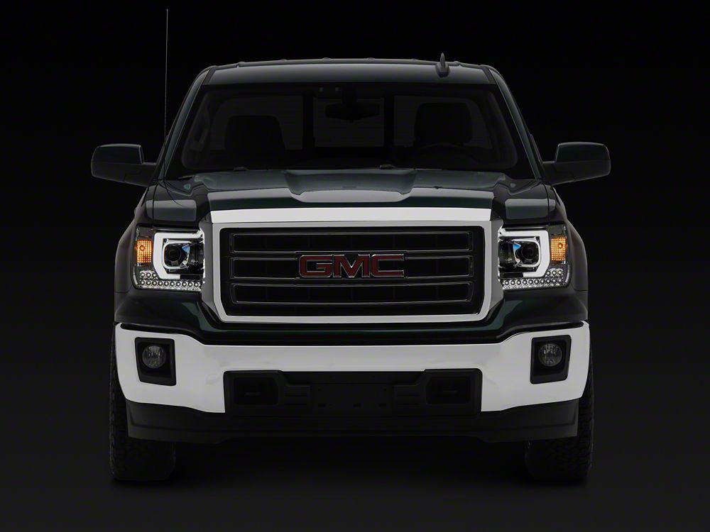 Raxiom Axial Series Projector Headlights; Chrome Housing; Clear Lens (14-15 Sierra 1500 w/ Factory Halogen Headlights)