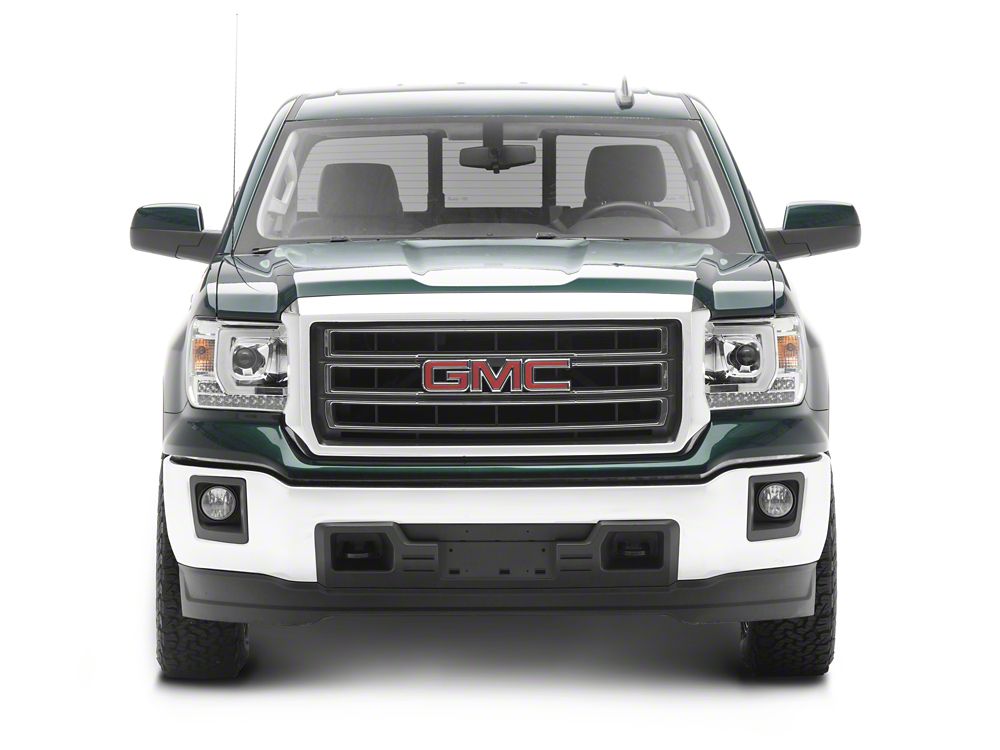 Raxiom Axial Series Projector Headlights; Chrome Housing; Clear Lens (14-15 Sierra 1500 w/ Factory Halogen Headlights)