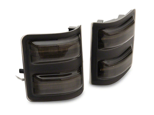 Raxiom Axial Series LED Sequential Switchback Side Mirror Marker Lamps; Smoked (11-16 F-250 Super Duty)