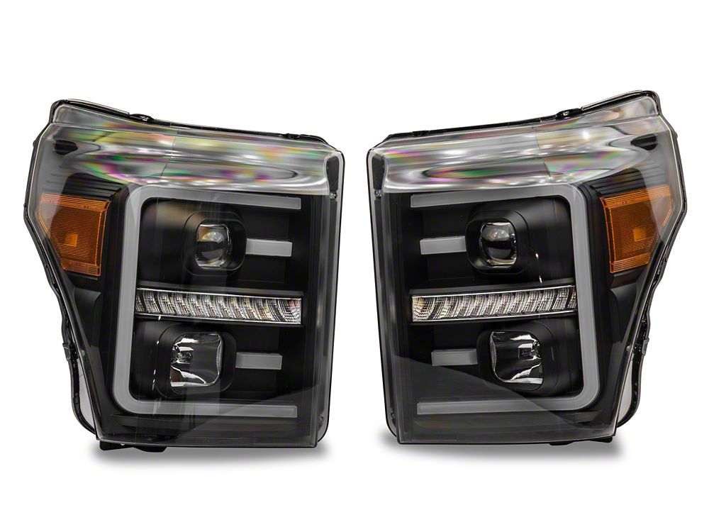 Raxiom LED Projector Headlights with Switchback Turn Signals; Black Housing; Clear Lens (11-16 F-250 Super Duty)