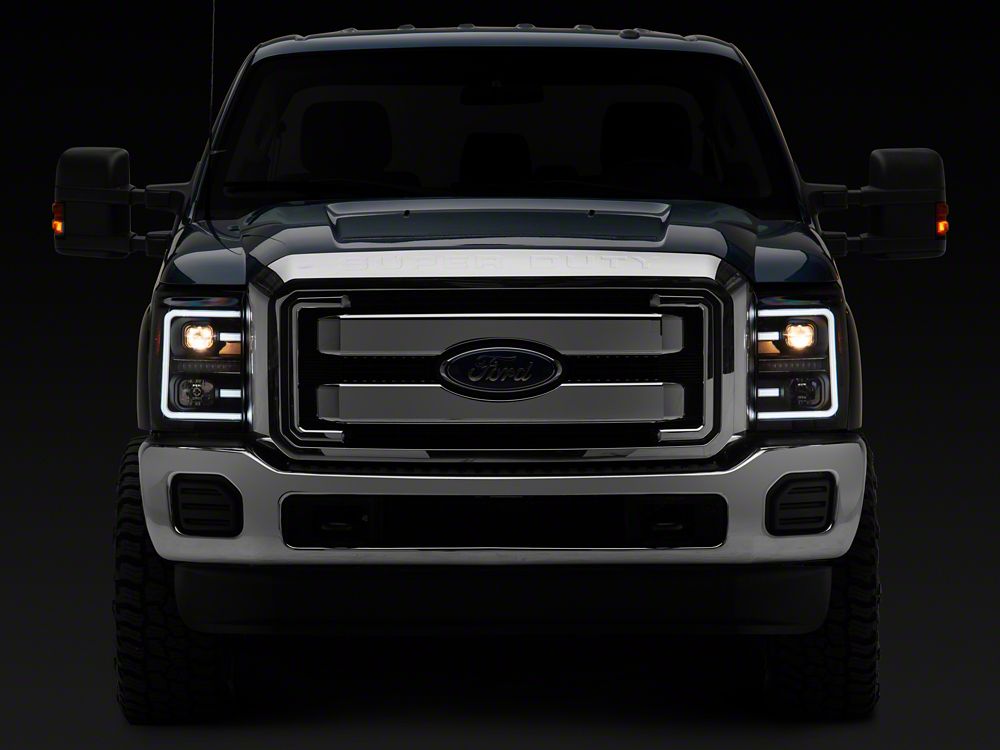 Raxiom LED Projector Headlights with Switchback Turn Signals; Black Housing; Clear Lens (11-16 F-250 Super Duty)