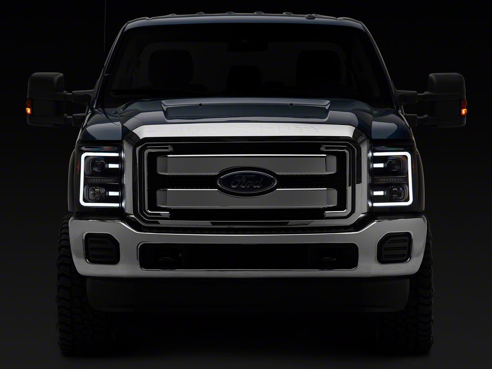 Raxiom LED Projector Headlights with Switchback Turn Signals; Black Housing; Clear Lens (11-16 F-250 Super Duty)
