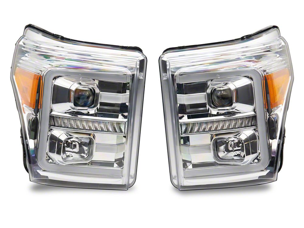 Raxiom LED Projector Headlights with Switchback Turn Signals; Chrome Housing; Clear Lens (11-16 F-250 Super Duty)