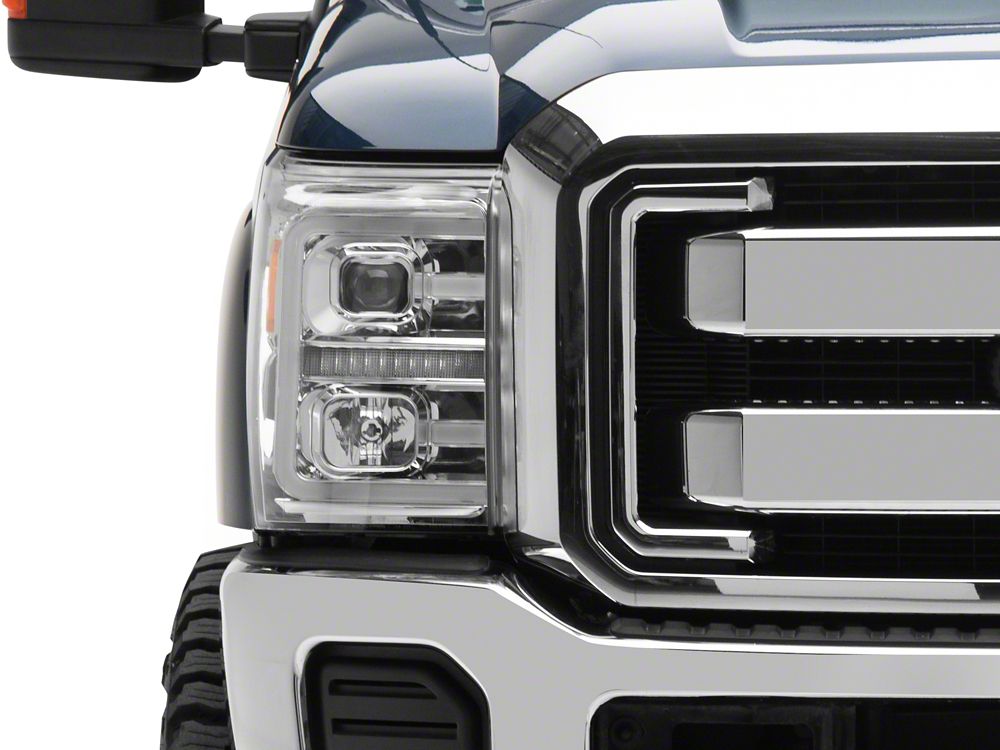 Raxiom LED Projector Headlights with Switchback Turn Signals; Chrome Housing; Clear Lens (11-16 F-250 Super Duty)