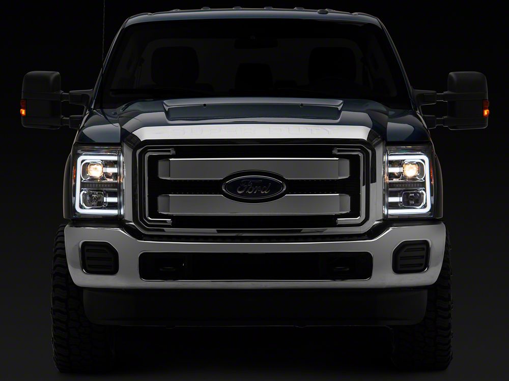 Raxiom LED Projector Headlights with Switchback Turn Signals; Chrome Housing; Clear Lens (11-16 F-250 Super Duty)
