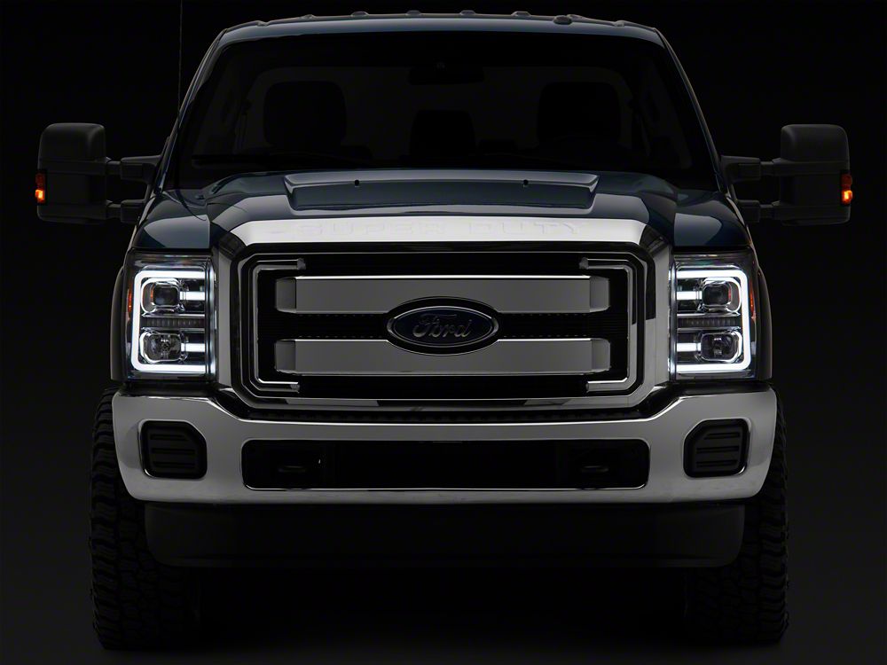 Raxiom LED Projector Headlights with Switchback Turn Signals; Chrome Housing; Clear Lens (11-16 F-250 Super Duty)