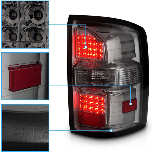 Raxiom Axial Series LED Tail Lights; Black Housing; Smoked Lens (15-19 Sierra 2500 HD w/ Factory Halogen Tail Lights)