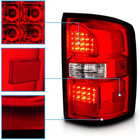 Raxiom Axial Series LED Tail Lights; Black Housing; Red Lens (15-19 Sierra 3500 HD SRW w/ Factory Halogen Tail Lights)