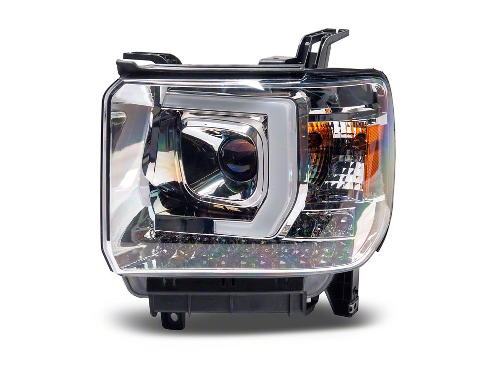 Raxiom Axial Series Projector Headlights; Chrome Housing; Clear Lens (15-16 Sierra 3500 HD w/ Factory Halogen Headlights)