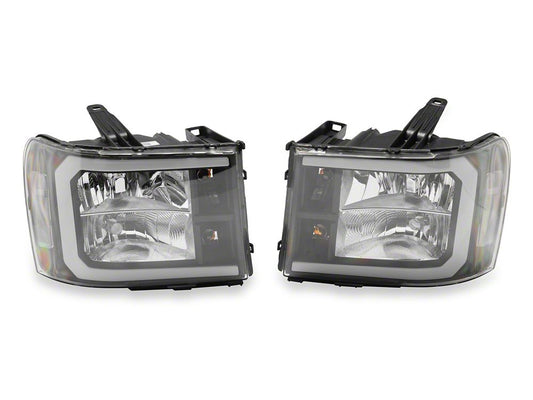 Raxiom LED Bar Headlight; Chrome Housing; Clear Lens (07-14 Sierra 3500 HD)