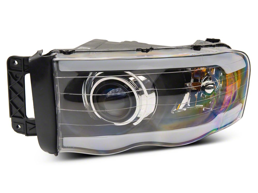 Raxiom Axial Series LED Projector Headlights with Sequential LED Bar; Black Housing; Clear Lens (03-05 RAM 3500)