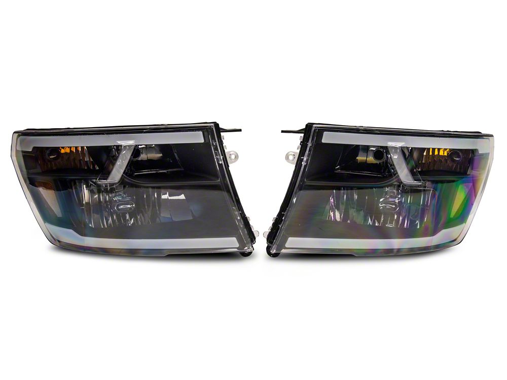 Raxiom Axial Series Headlights with Sequential LED Bar; Black Housing; Clear Lens (10-18 RAM 3500 w/ Factory Halogen Non-Projector Headlights)