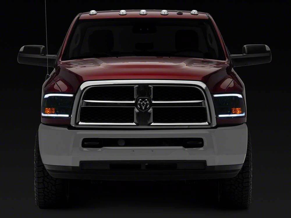 Raxiom Axial Series Headlights with Sequential LED Bar; Black Housing; Clear Lens (10-18 RAM 3500 w/ Factory Halogen Non-Projector Headlights)