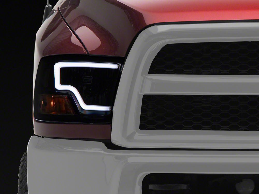 Raxiom LED Bar Headlights; Black Housing; Clear Lens (10-18 RAM 3500 w/ Factory Halogen Non-Projector Headlights)