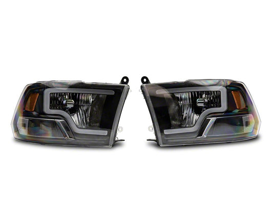 Raxiom LED Bar Headlights; Black Housing; Clear Lens (10-18 RAM 3500 w/ Factory Halogen Non-Projector Headlights)