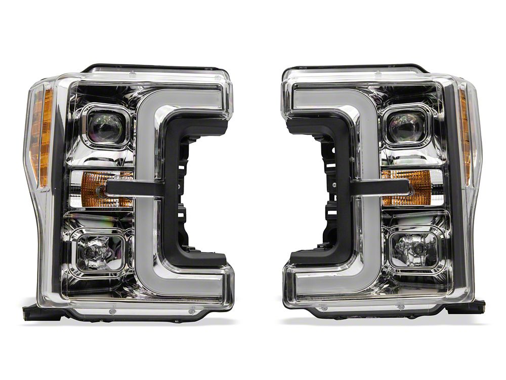 Raxiom Axial Series LED DRL Projector Headlights; Chrome Housing; Clear Lens (17-19 F-350 Super Duty w/ Factory Halogen Headlights)