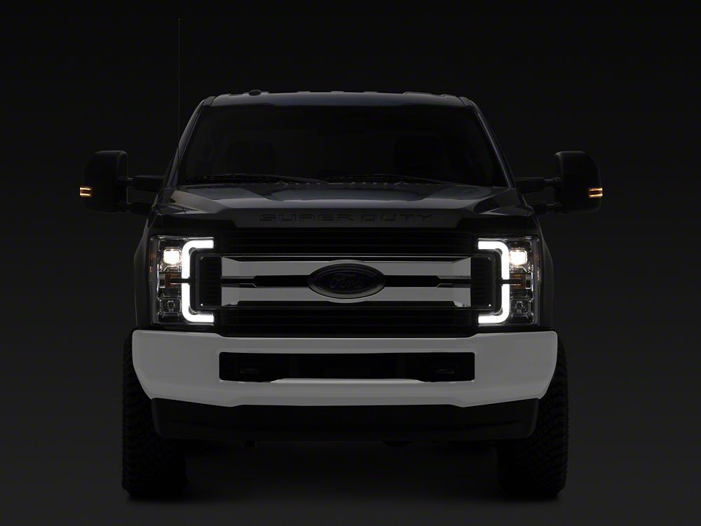 Raxiom Axial Series LED DRL Projector Headlights; Chrome Housing; Clear Lens (17-19 F-350 Super Duty w/ Factory Halogen Headlights)