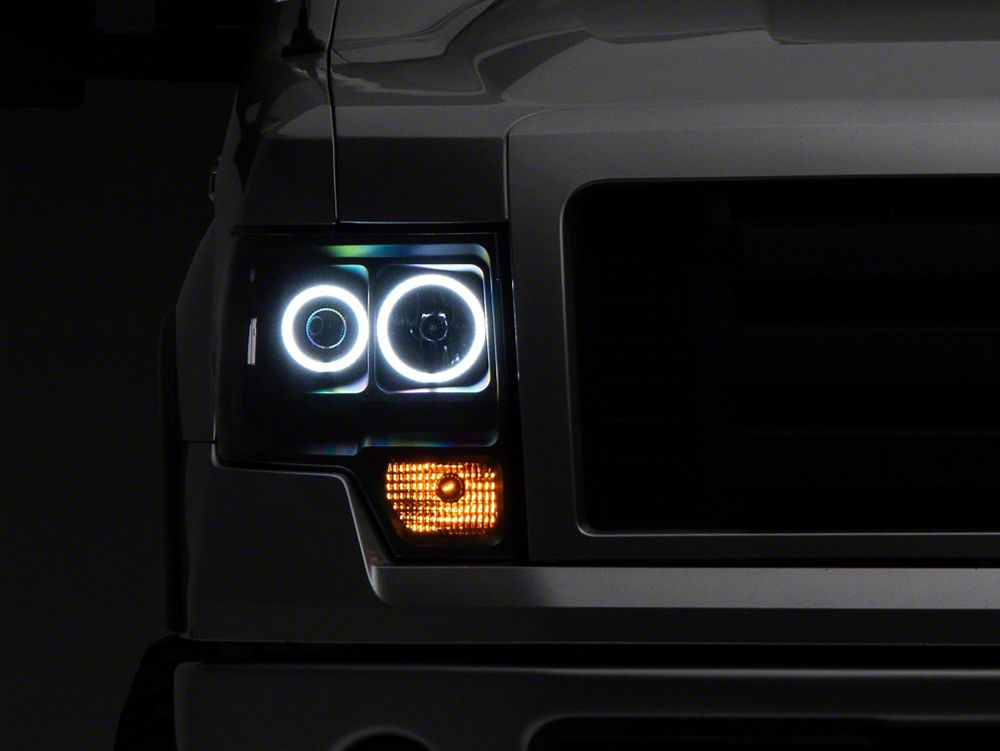 Raxiom Super White LED Halo Projector Headlights; Black Housing; Clear Lens (09-14 F-150 w/ Factory Halogen Headlights)