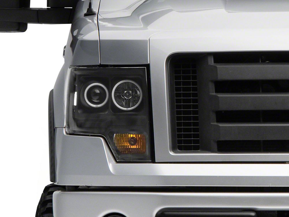 Raxiom Super White LED Halo Projector Headlights; Black Housing; Clear Lens (09-14 F-150 w/ Factory Halogen Headlights)