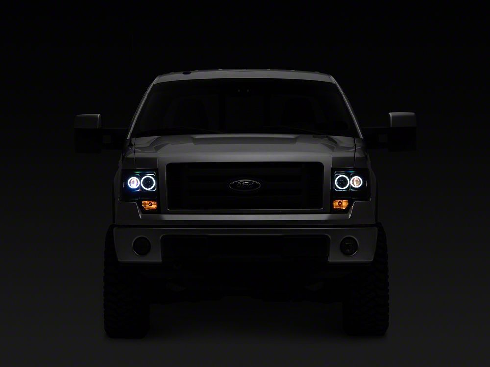 Raxiom Super White LED Halo Projector Headlights; Black Housing; Clear Lens (09-14 F-150 w/ Factory Halogen Headlights)