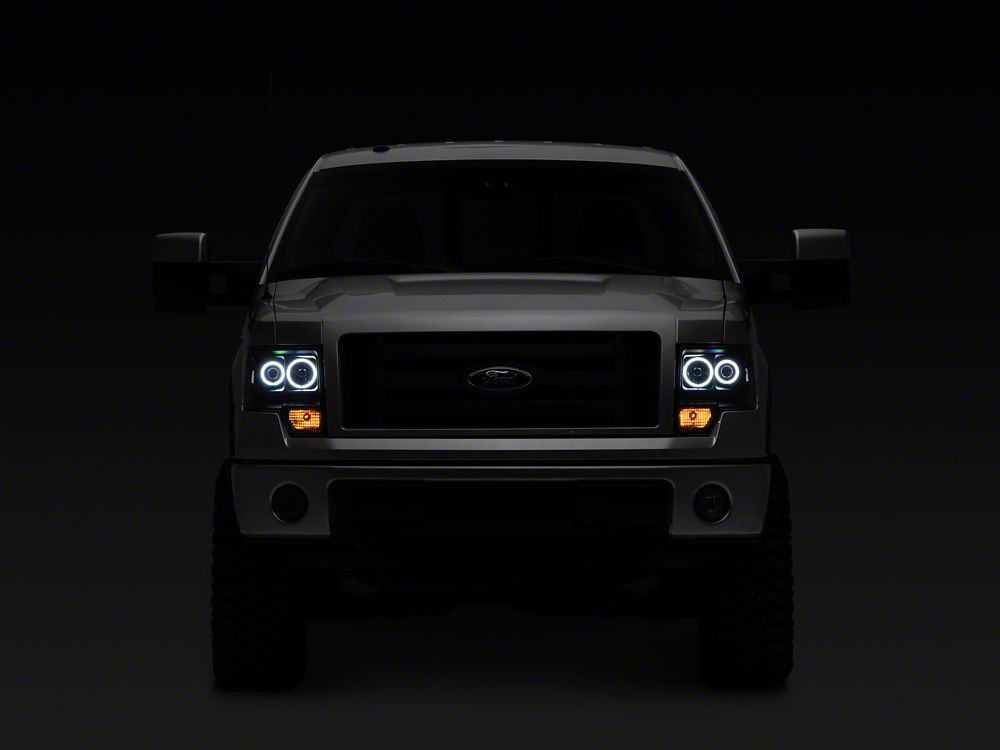 Raxiom Super White LED Halo Projector Headlights; Black Housing; Clear Lens (09-14 F-150 w/ Factory Halogen Headlights)