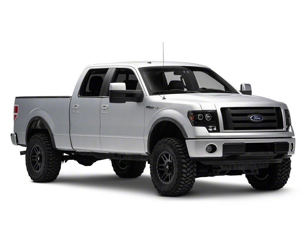Raxiom Super White LED Halo Projector Headlights; Black Housing; Clear Lens (09-14 F-150 w/ Factory Halogen Headlights)