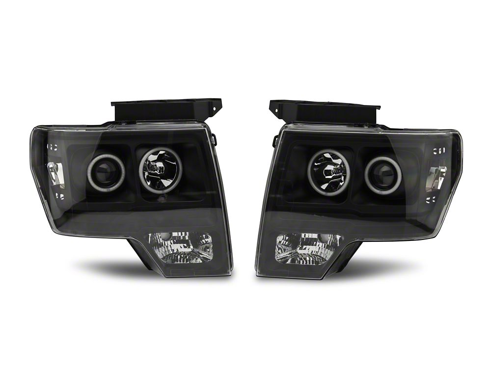 Raxiom Super White LED Halo Projector Headlights; Black Housing; Clear Lens (09-14 F-150 w/ Factory Halogen Headlights)