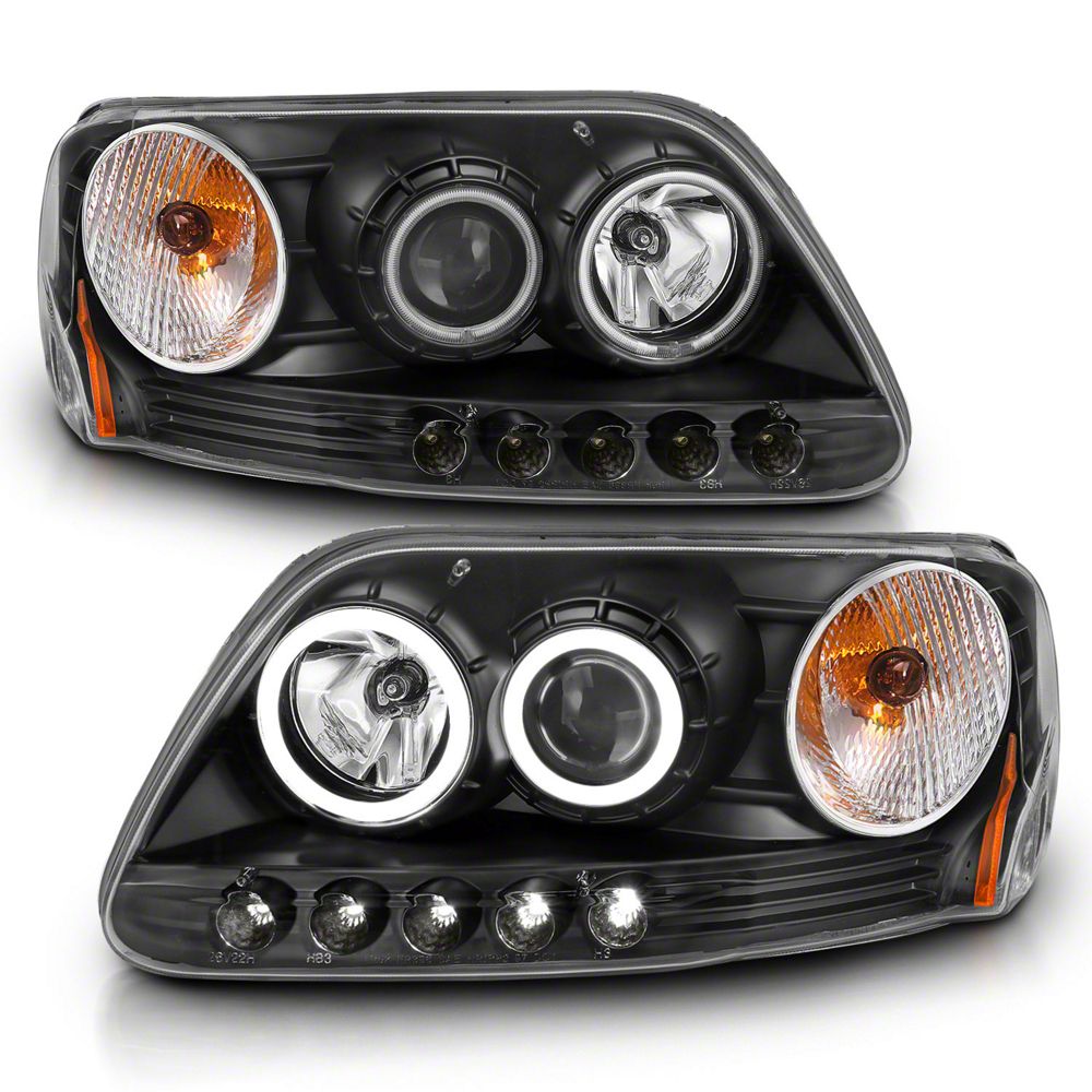Raxiom Super White LED Halo Projector Headlights; Black Housing; Clear Lens (97-03 F-150)