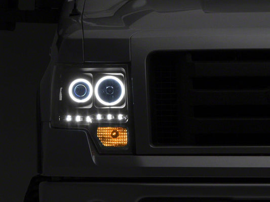 Raxiom G2 Super White LED Halo Projector Headlights; Black Housing; Clear Lens (09-14 F-150 w/ Factory Halogen Headlights)